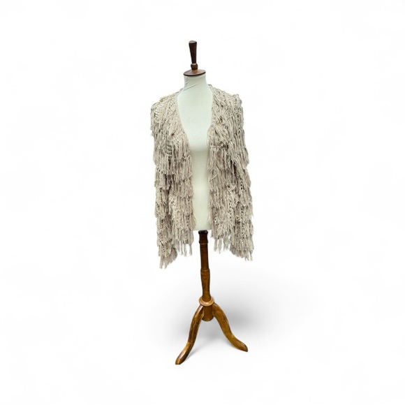 Amuse Society Women's Cream Fringe Cardigan Sweater Size M - Picture 1 of 2